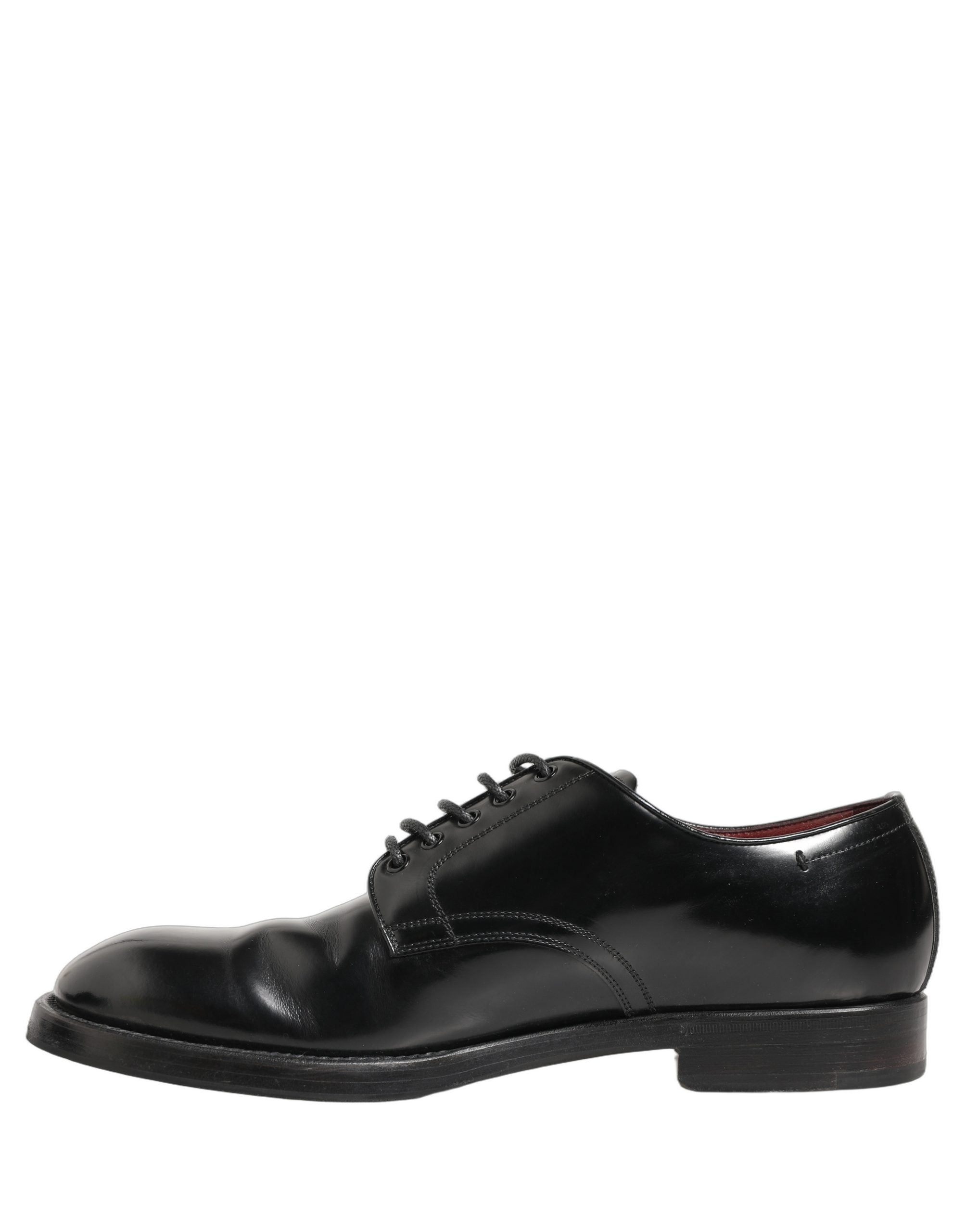 Chaussures derby noires en cuir Dolce & Gabbana avec laçage, chaussures formelles élégantes pour homme.