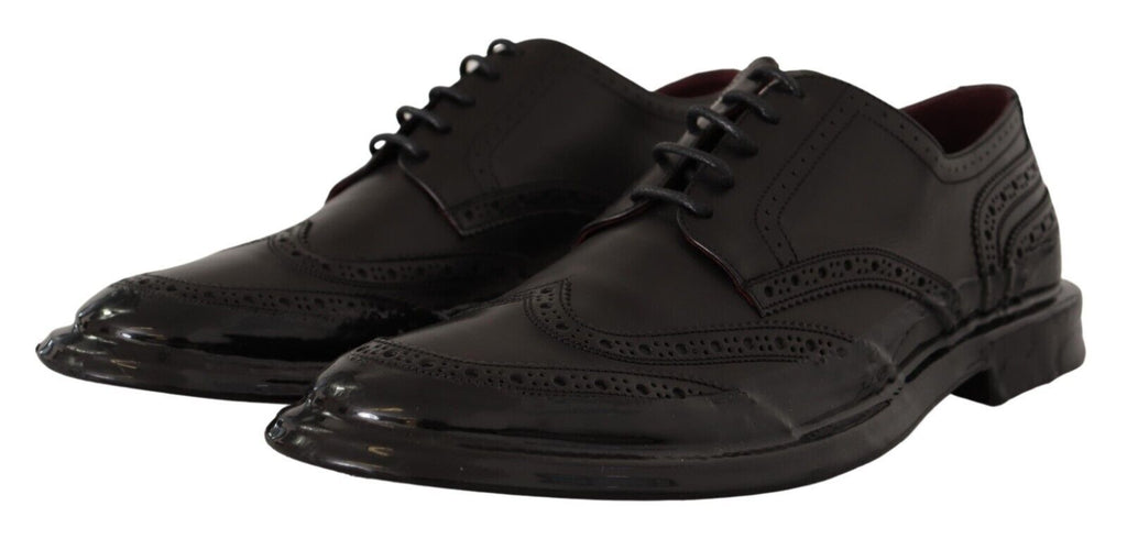 Chaussures Derby Oxford noires Dolce & Gabbana en cuir avec détails wingtip pour occasion formelle.