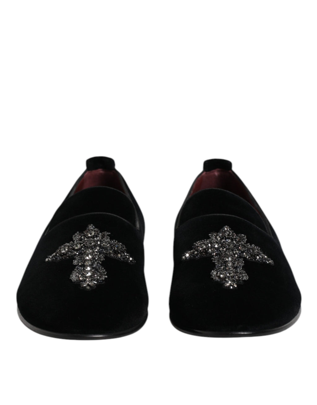 Chaussures slip-on Dolce & Gabbana en velours noir avec embellissements, loafers élégants pour homme