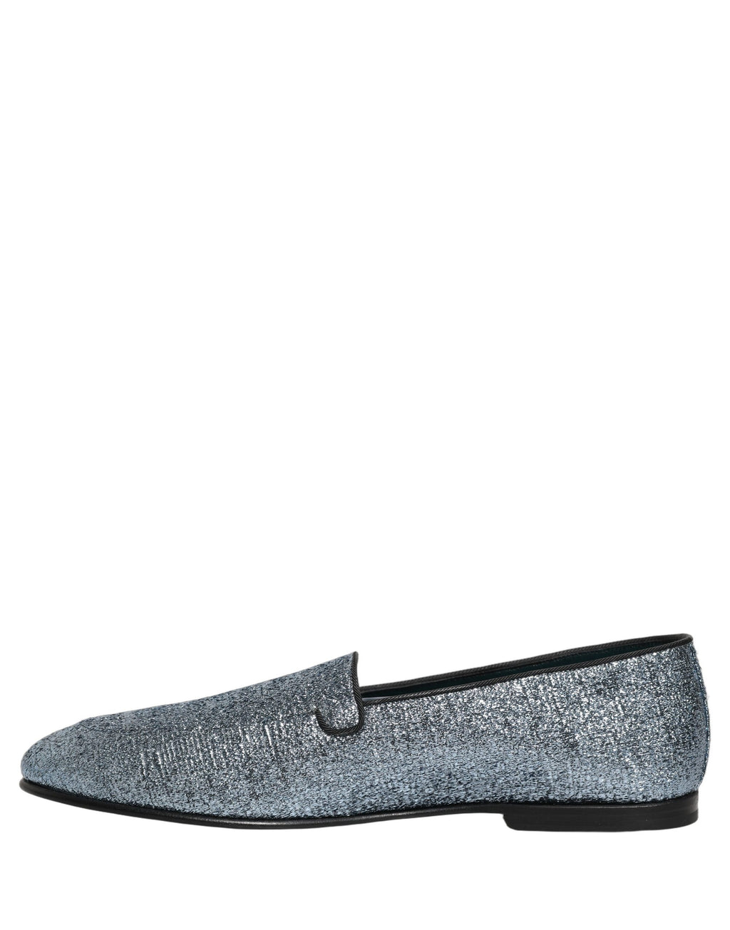 Chaussures Dolce & Gabbana, mocassins en lurex bleu à logo DG brillant, élégants et brillants pour femme.