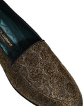 Chaussures mocassins slip-on Dolce & Gabbana en or lurex glitter pour homme, élégantes et brillantes.