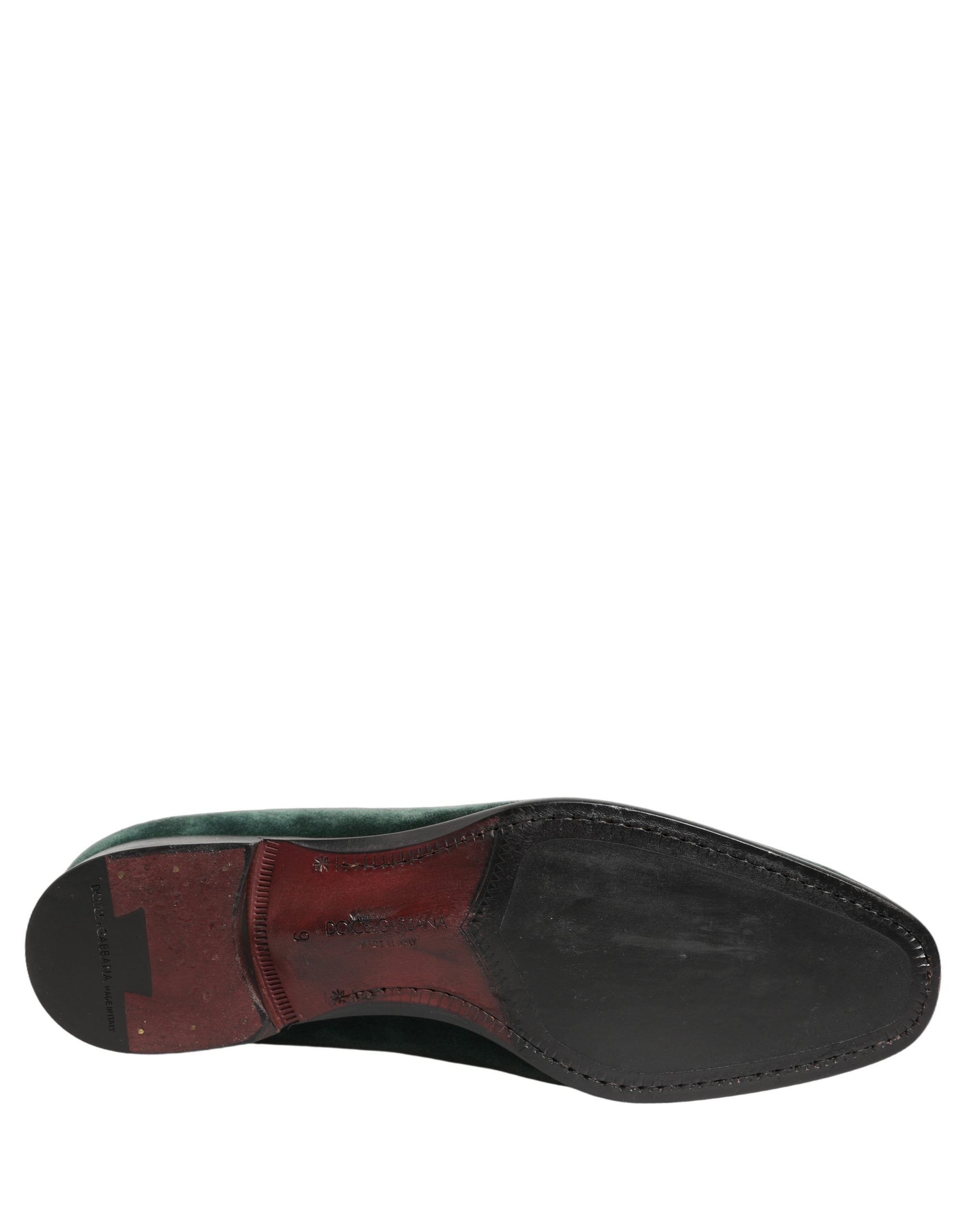 Chaussures mocassins en daim vert pour homme de Dolce & Gabbana, élégants et formels, avec une conception slip-on.