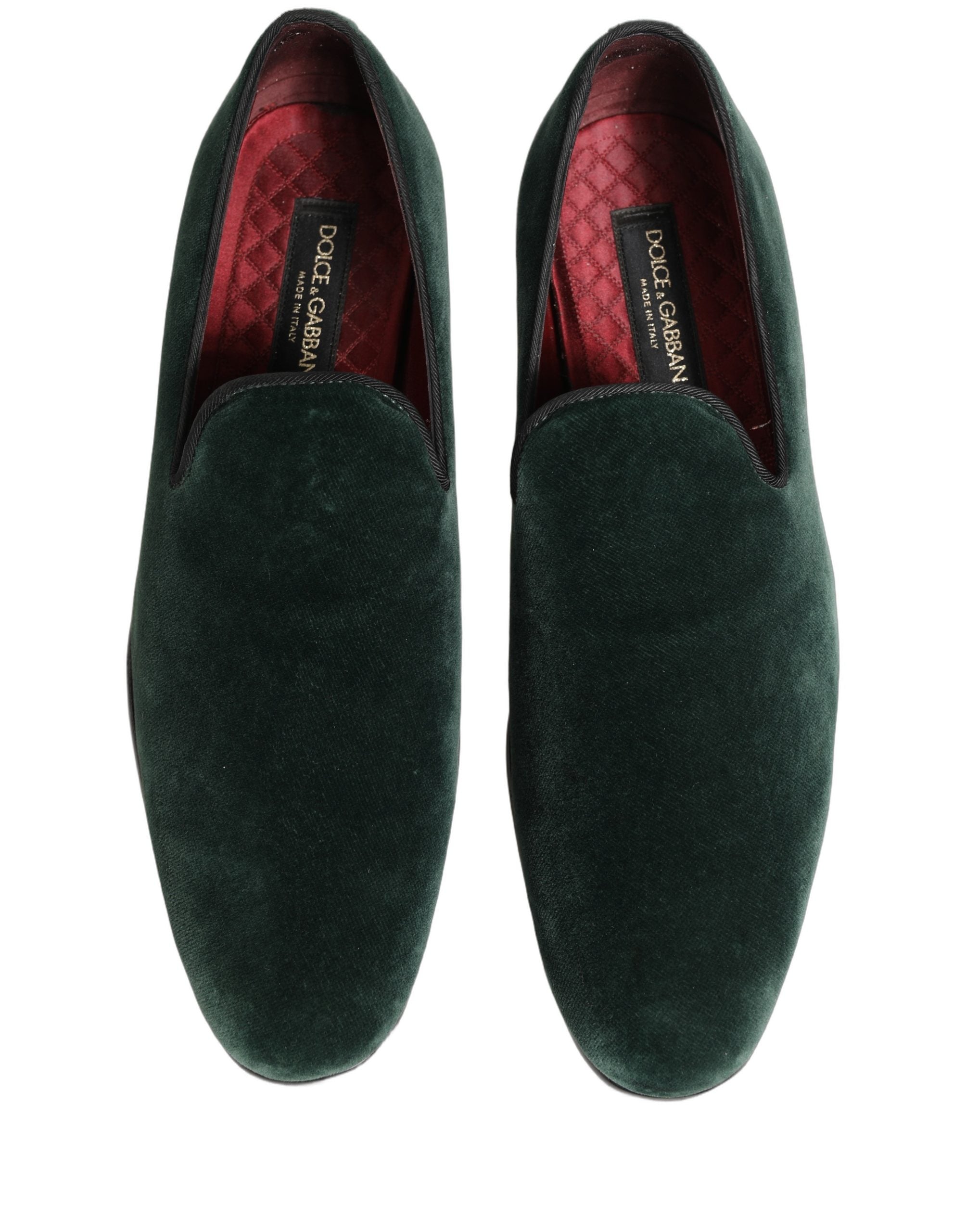 Chaussures mocassins homme en daim vert Dolce & Gabbana, chaussures formelles slip-on élégantes et sophistiquées.