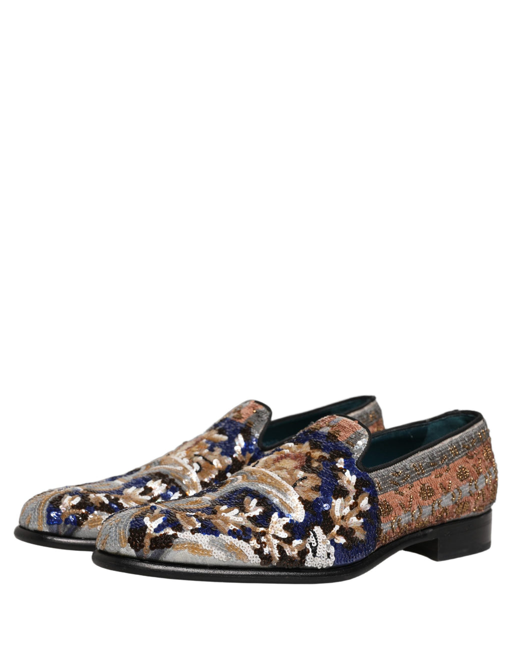 Chaussures mocassins Dolce & Gabbana multicolores avec broderies et sequins, style élégant et coloré pour femmes.