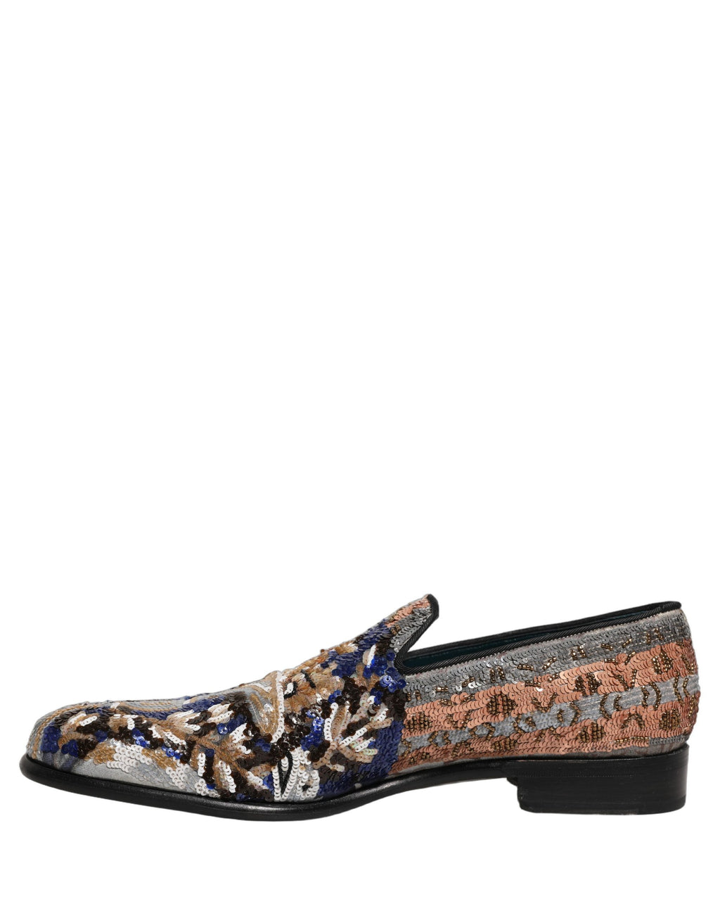 Chaussures mocassins Dolce & Gabbana brodées de sequins multicolores, style élégant et coloré pour homme ou femme.