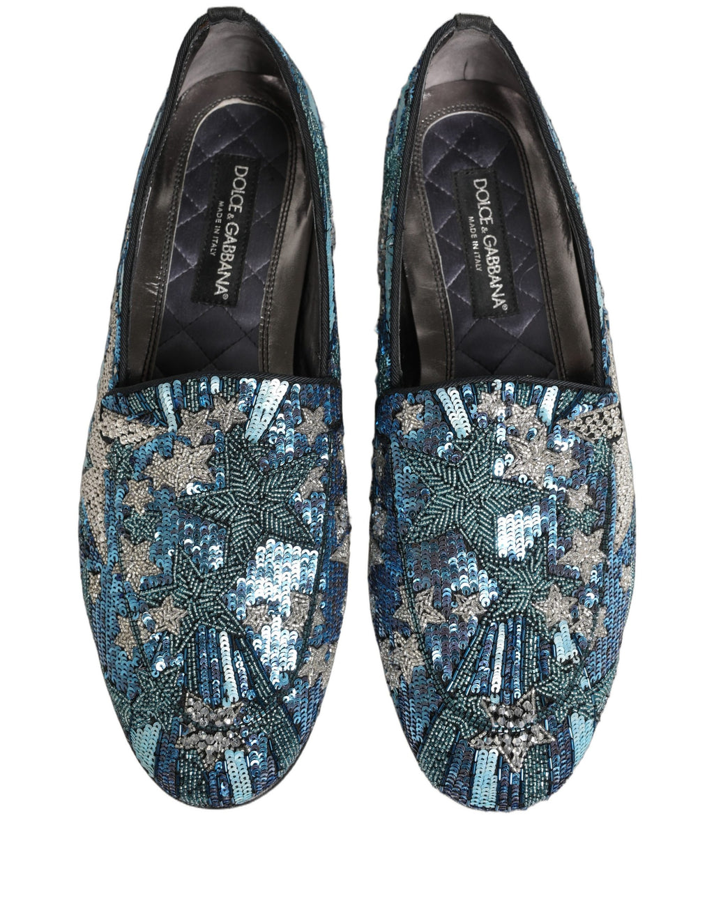 Chaussures mocassins Dolce & Gabbana à sequins brodés multicolores, élégantes et sophistiquées.