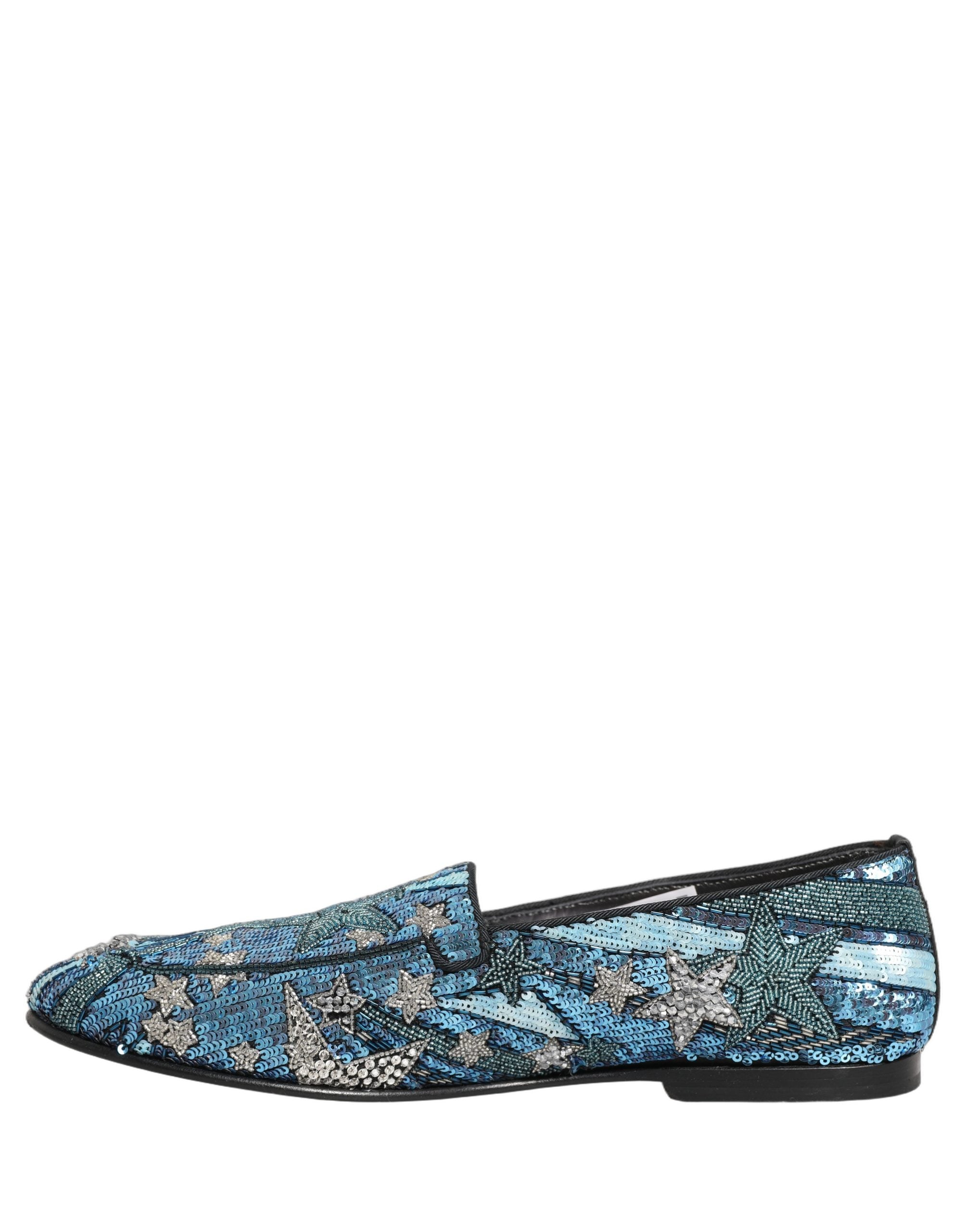 Chaussures mocassins Dolce & Gabbana à sequins brodés multicolores, élégantes et détaillées, pour un style sophistiqué.