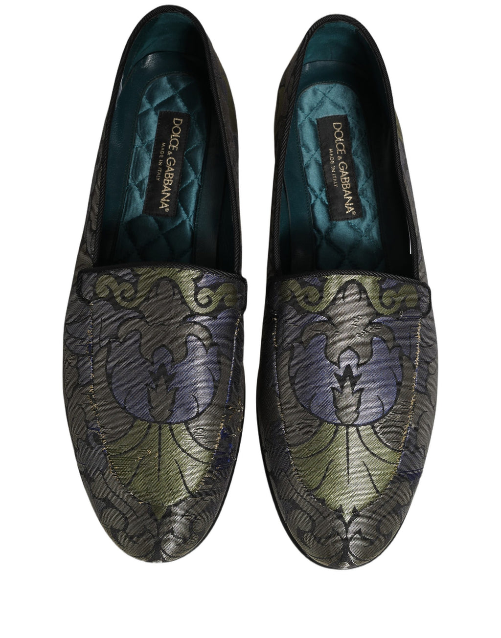 Chaussures mocassins pour hommes Dolce & Gabbana en jacquard floral multicolore, élégantes et confortables.