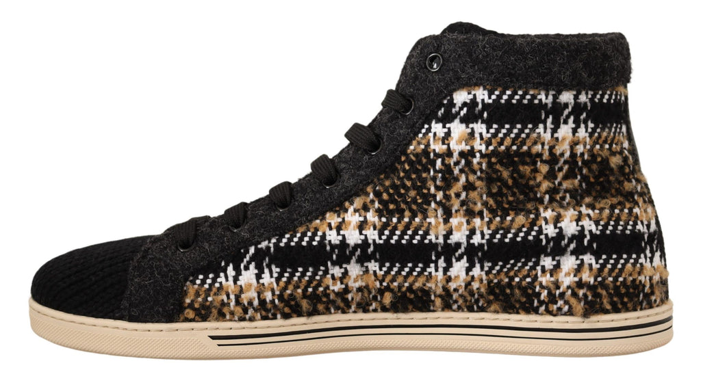 Baskets hautes Dolce & Gabbana en laine et coton beige et marron, style décontracté et élégant.