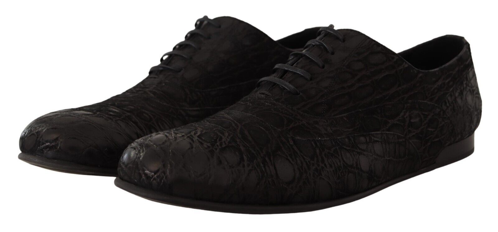 Chaussures oxford en cuir de caïman noir de Dolce & Gabbana pour hommes, élégantes et sophistiquées.