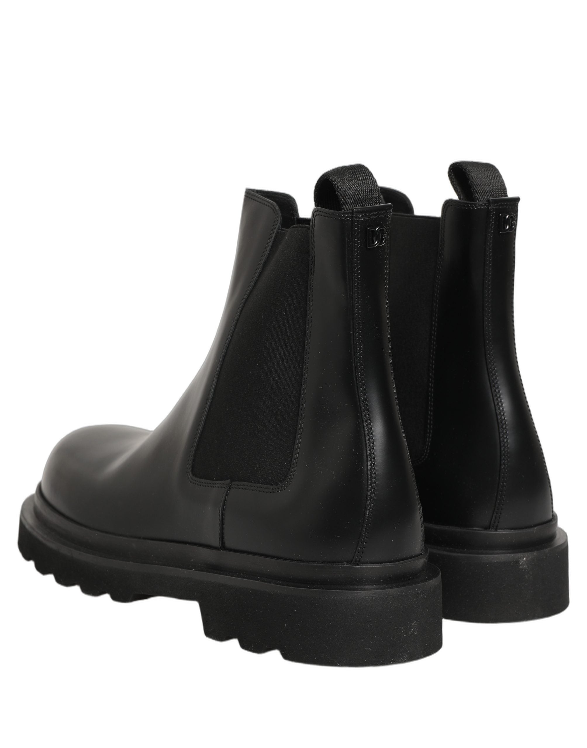Chaussures hommes Dolce & Gabbana Bottines Chelsea en cuir noir, à enfiler, style élégant et moderne.
