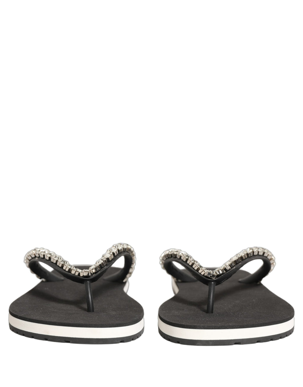 Tongs noires pour hommes Dolce & Gabbana en caoutchouc avec embellissements, chaussures décontractées élégantes.