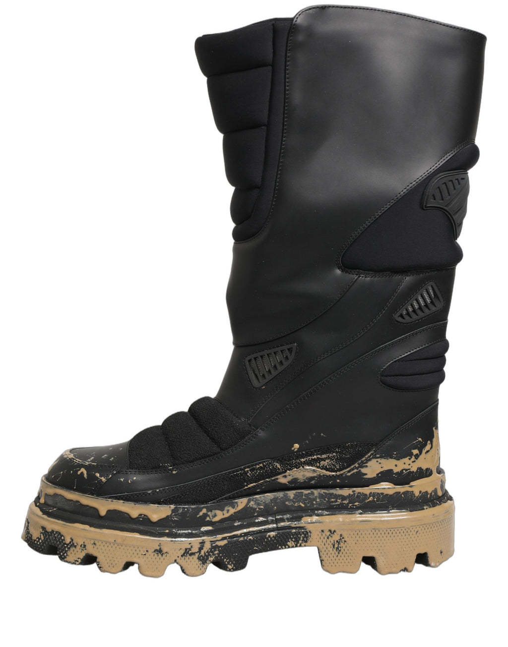 Bottes hommes Dolce & Gabbana en cuir noir, style motard, mi-mollet, avec semelle robuste et détails en cuir élégant.