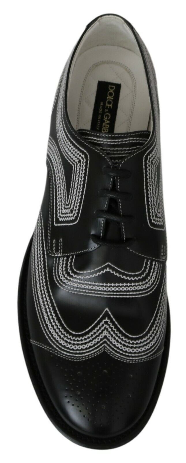 Chaussures Derby noires en cuir Dolce & Gabbana avec lacets blancs pour occasion formelle, élégantes et sophistiquées.