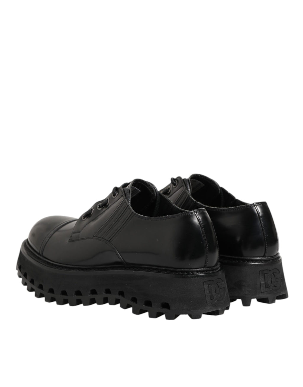 Chaussures derby en cuir noir Dolce & Gabbana pour homme avec lacets, élégantes et classiques pour dressing formel.