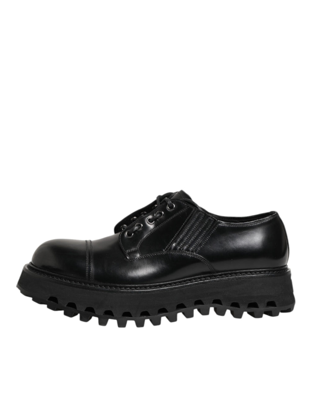 Chaussures derby pour homme Dolce & Gabbana en cuir noir avec lacets, élégantes et sophistiquées pour dress code formel.