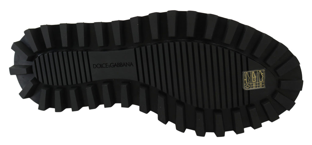 Chaussures derby Dolce & Gabbana en caoutchouc noir et cuir de veau, semelle chunky et style vulcano.