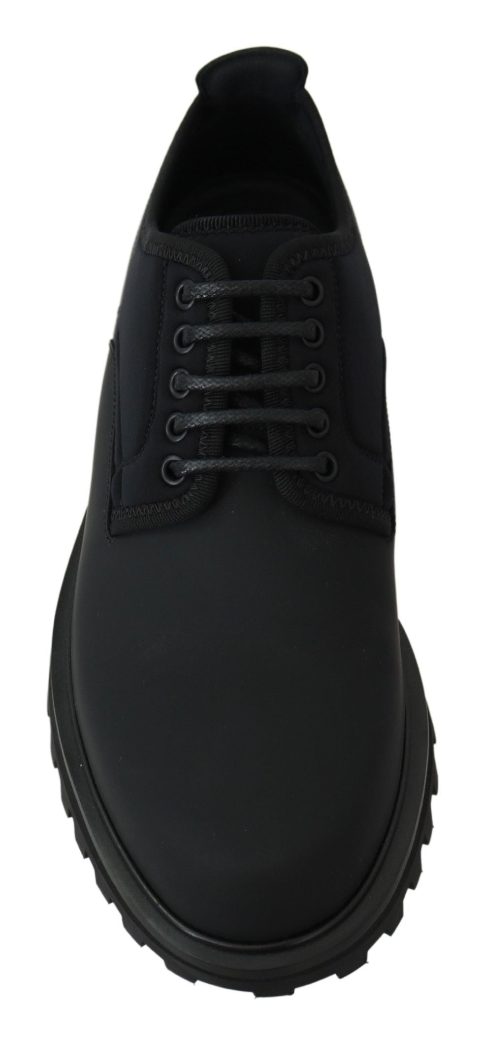 Chaussures Derby Dolce & Gabbana en caoutchouc noir, en cuir de mollet, avec semelle épaisse et design chunky.