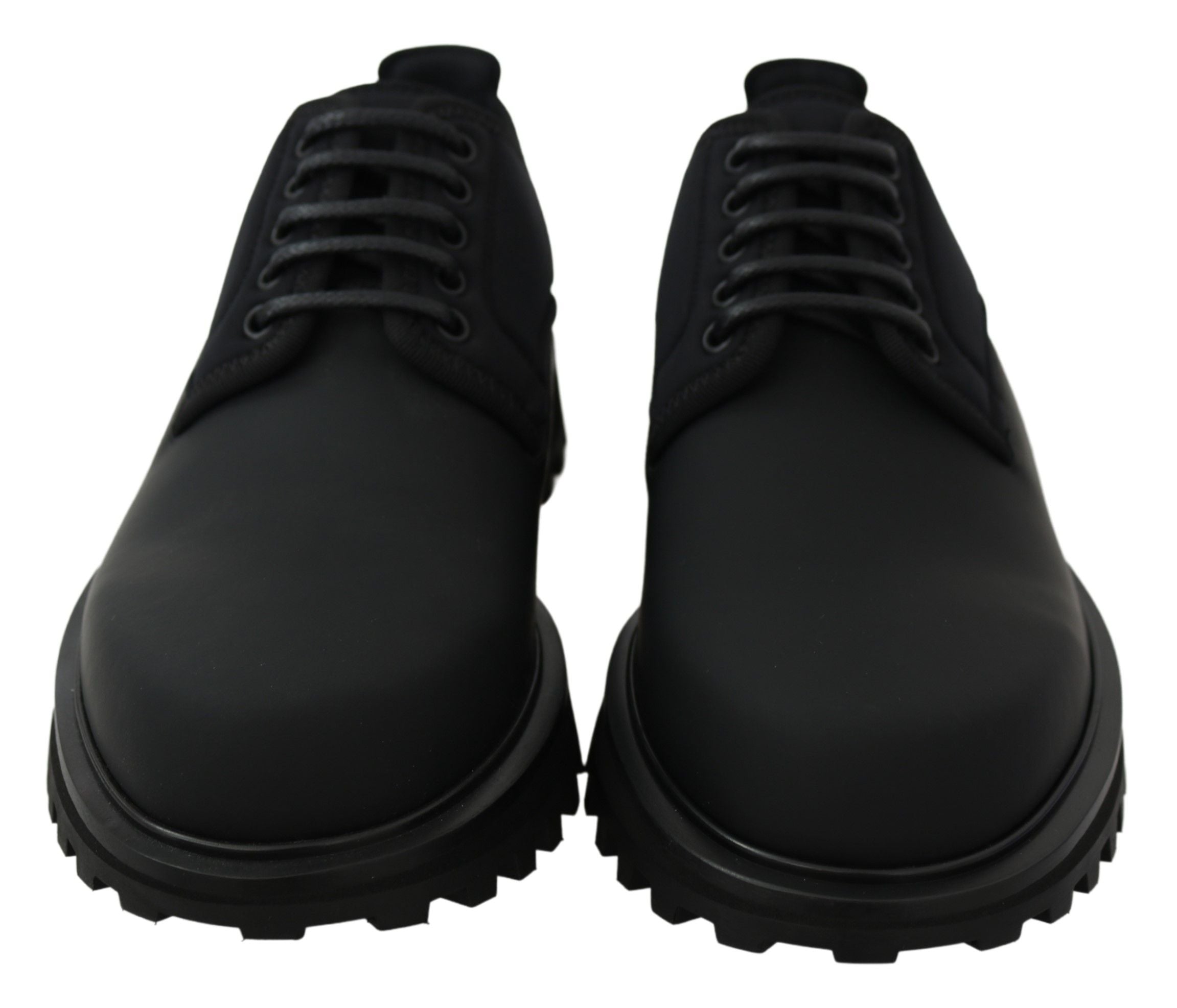 Chaussures Derby Dolce & Gabbana en caoutchouc noir, en cuir de mollet, avec semelle épaisse et design chunky.