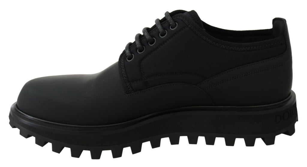 Chaussures Derby Dolce & Gabbana en caoutchouc noir et veau, style chunky, avec semelle vulcano robuste.