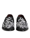 Chaussures habillées pour homme Dolce & Gabbana, mocassins noirs et argentés à sequins élégants et sophistiqués.