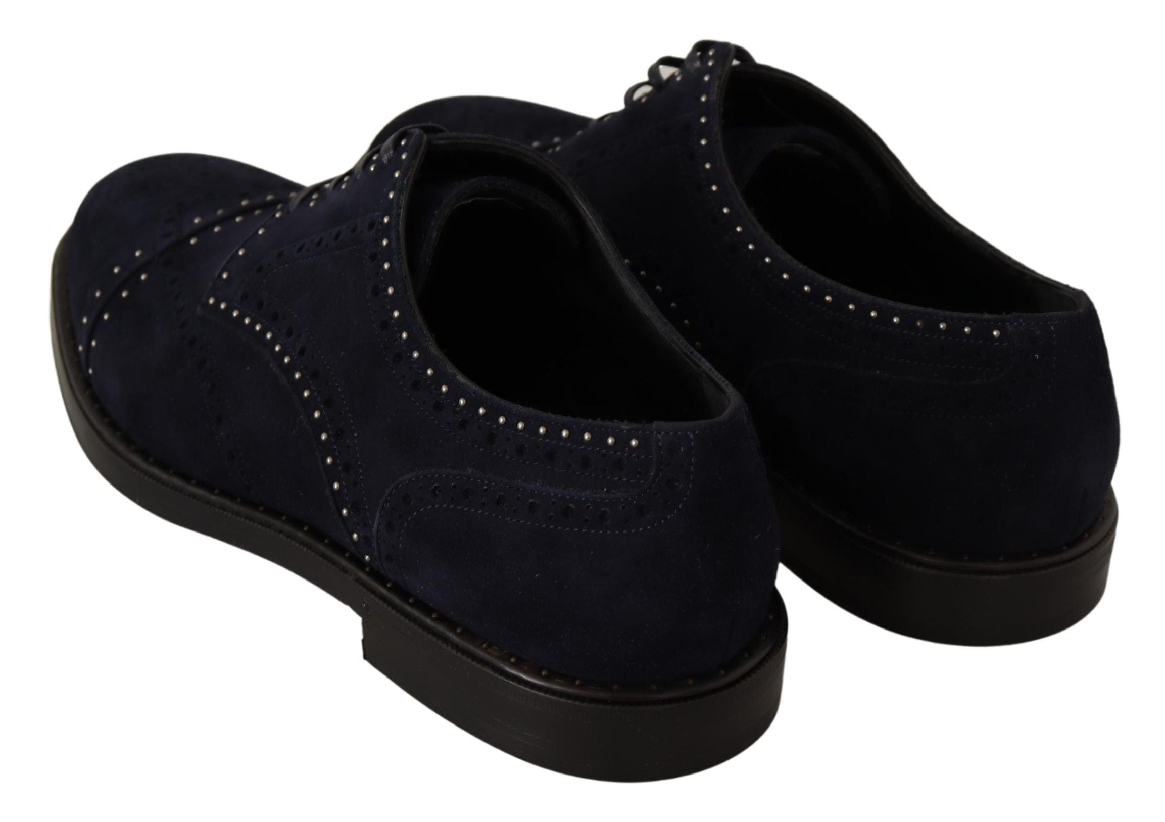 Chaussures Derby en cuir bleu en daim Dolce & Gabbana avec des clous, élégantes et modernes.