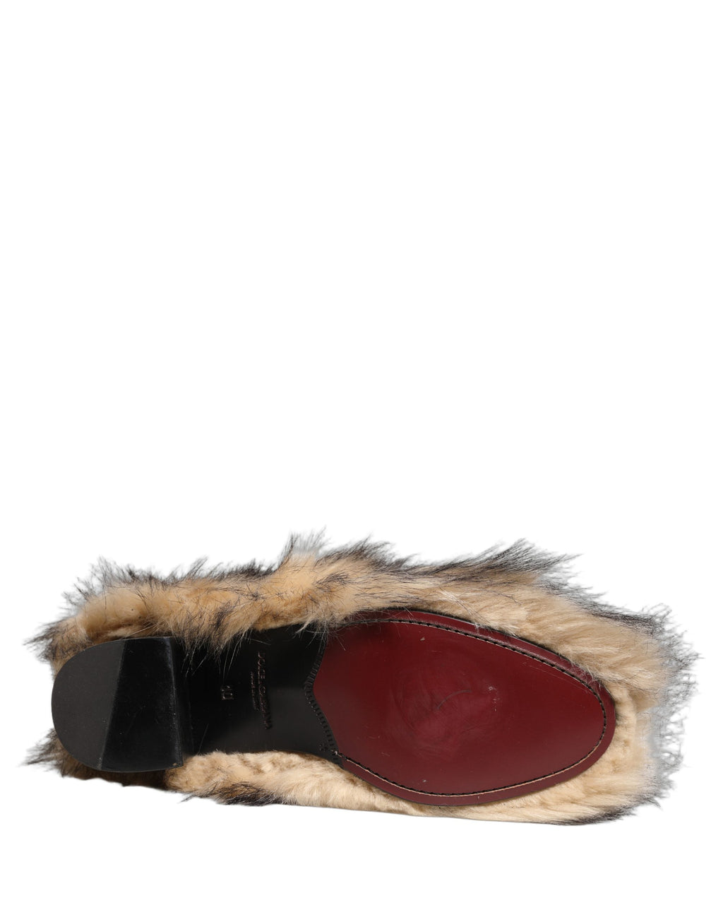 Bottes pour hommes en fausse fourrure marron mi-mollet de Dolce & Gabbana, style élégant et chaud, avec semelle en caoutchouc.