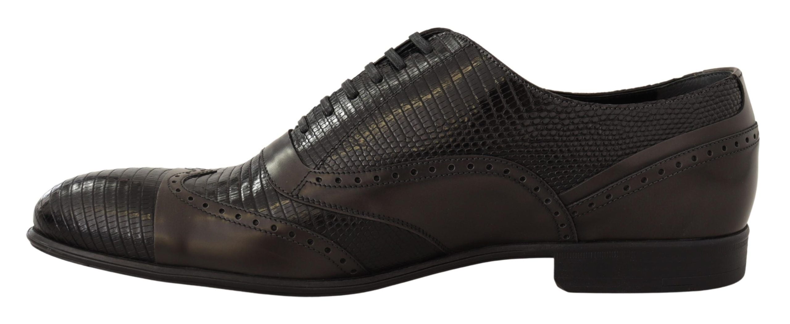 Chaussures Oxford en cuir de lézard marron Dolce & Gabbana, élégantes et raffinées pour homme.