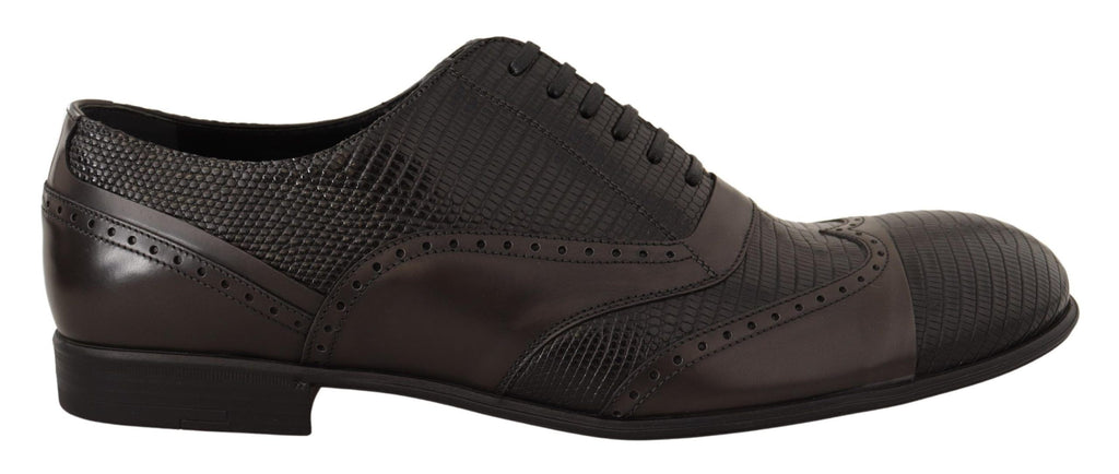 Chaussures Oxford en cuir de lézard marron Dolce & Gabbana, élégantes et sophistiquées pour homme.