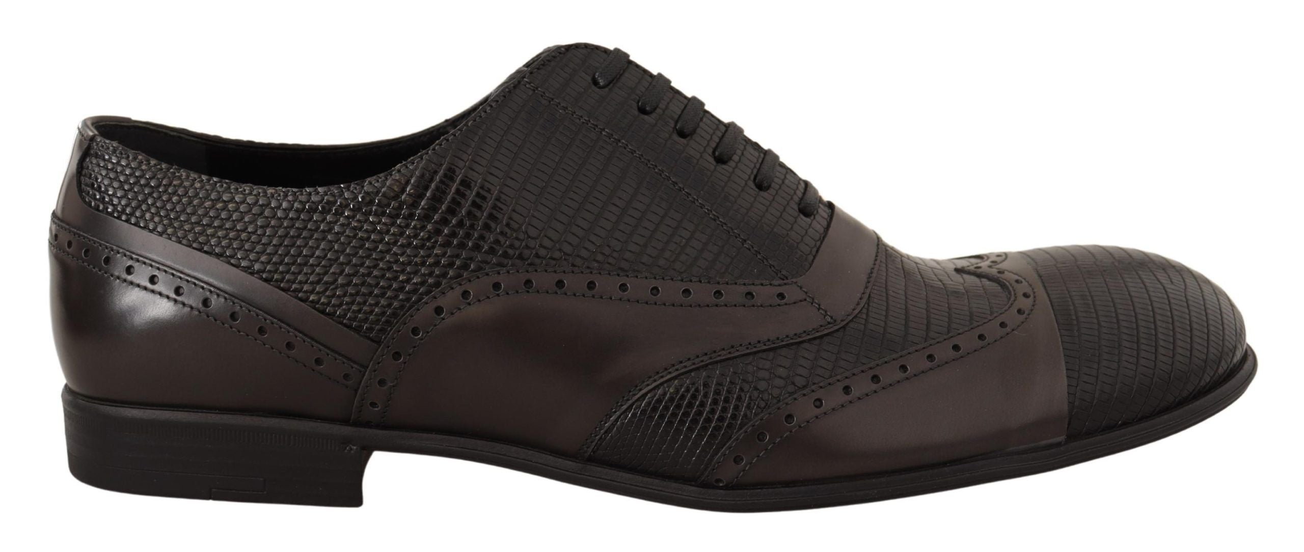 Chaussures Oxford en cuir de lézard marron Dolce & Gabbana, élégantes et sophistiquées pour homme.