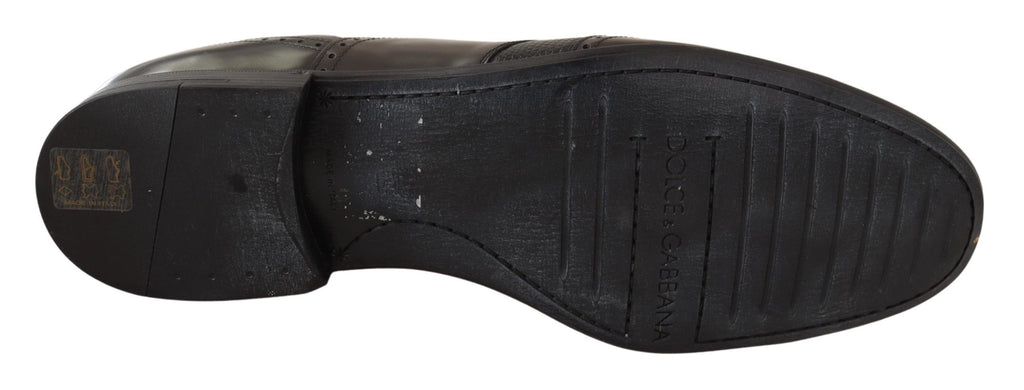 Chaussures Oxford en cuir de lézard marron de Dolce & Gabbana, élégantes chaussures habillées pour homme