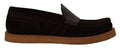 Chaussures mocassins en daim marron Dolce & Gabbana, souples et élégantes, sans lacets, pour un style sophistiqué.