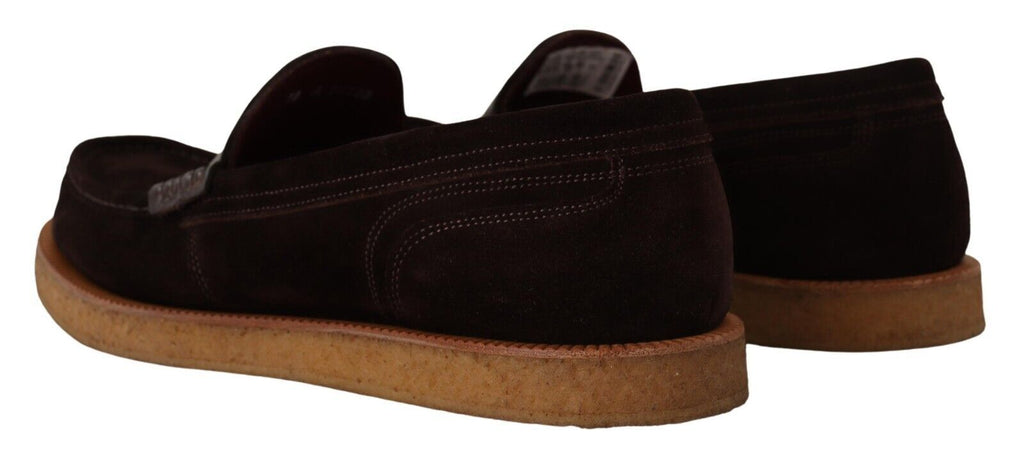 Chaussures mocassins en cuir suède marron Dolce & Gabbana, chaussures slip-on élégantes et confortables pour femme