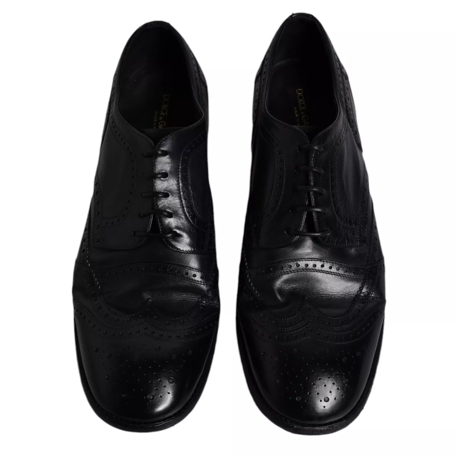 Chaussures Derby Wingtip en cuir bleu foncé de Dolce & Gabbana, chaussures formelles élégantes pour homme