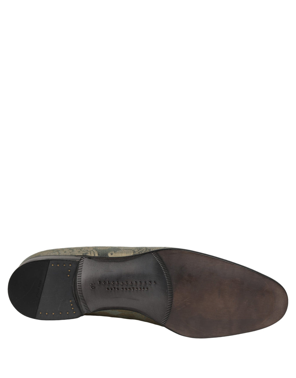 Mocassins Dolce & Gabbana en jacquard floral doré, slip-on élégants avec design sophistiqué et finition raffinée.