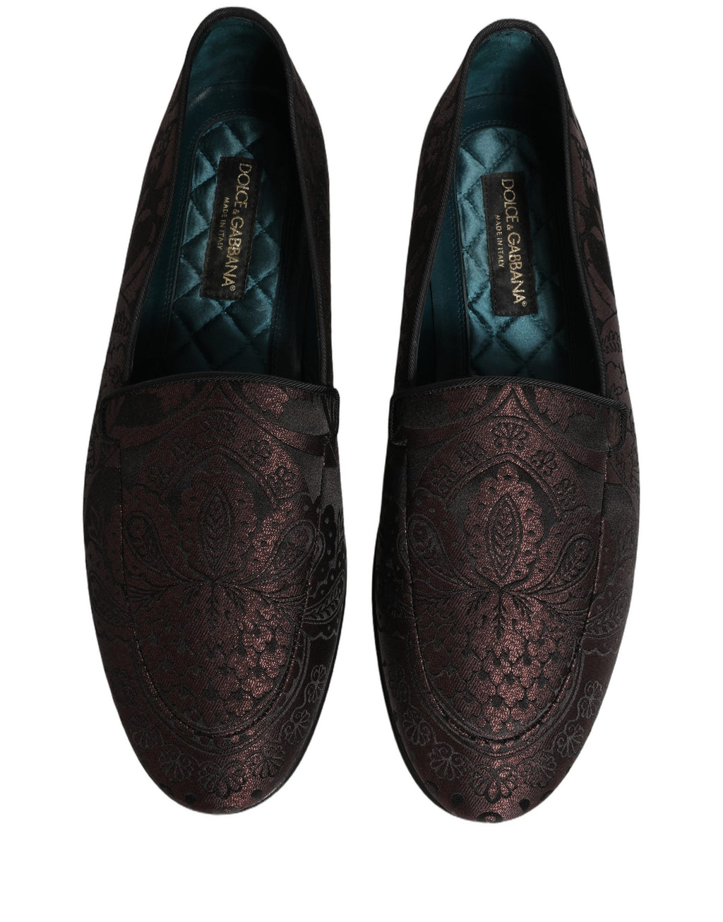 Chaussures mocassins en cuir jacquard bordeaux Dolce & Gabbana, slip-on élégants pour homme.