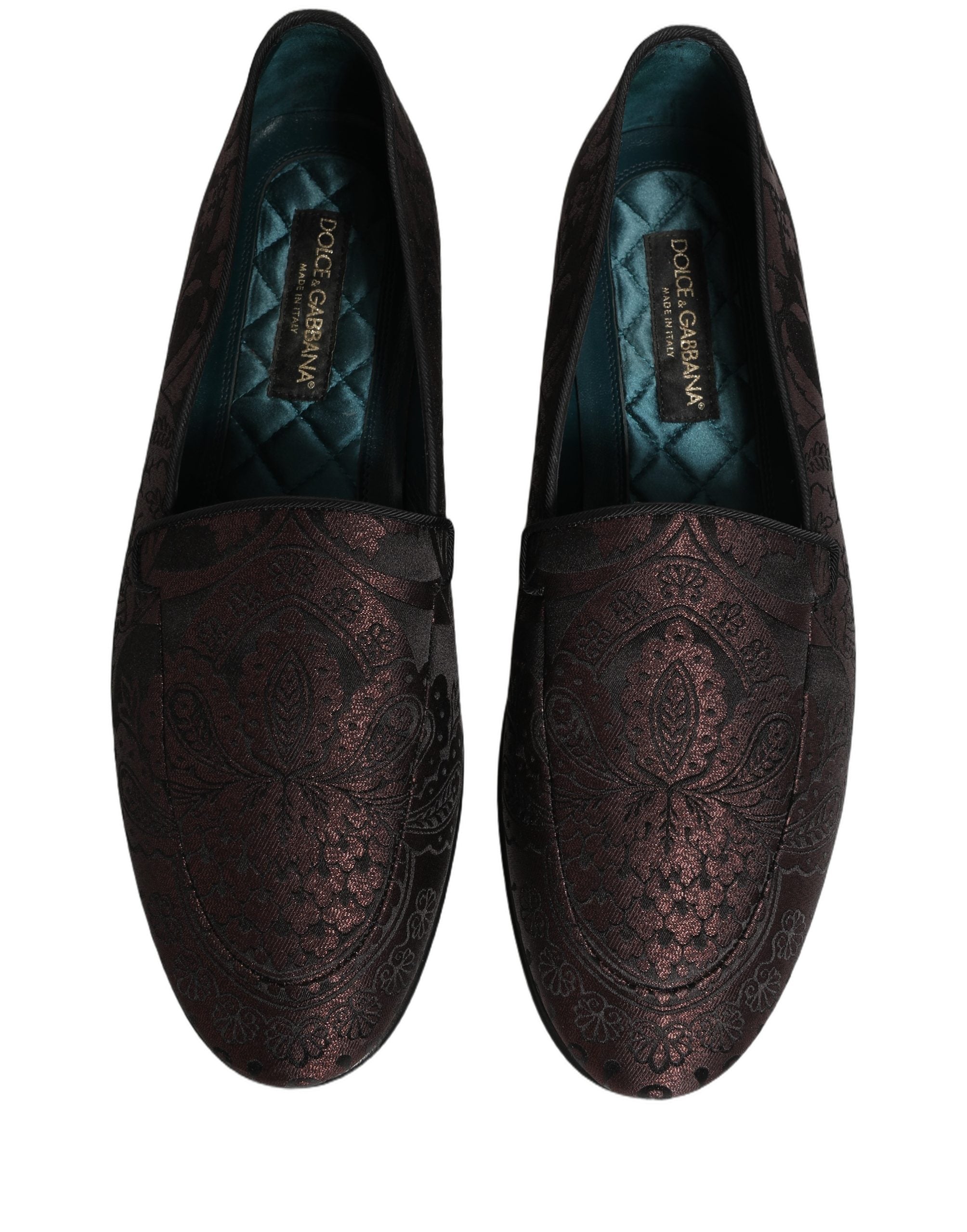 Chaussures mocassins en cuir jacquard bordeaux Dolce & Gabbana, slip-on élégants pour homme.