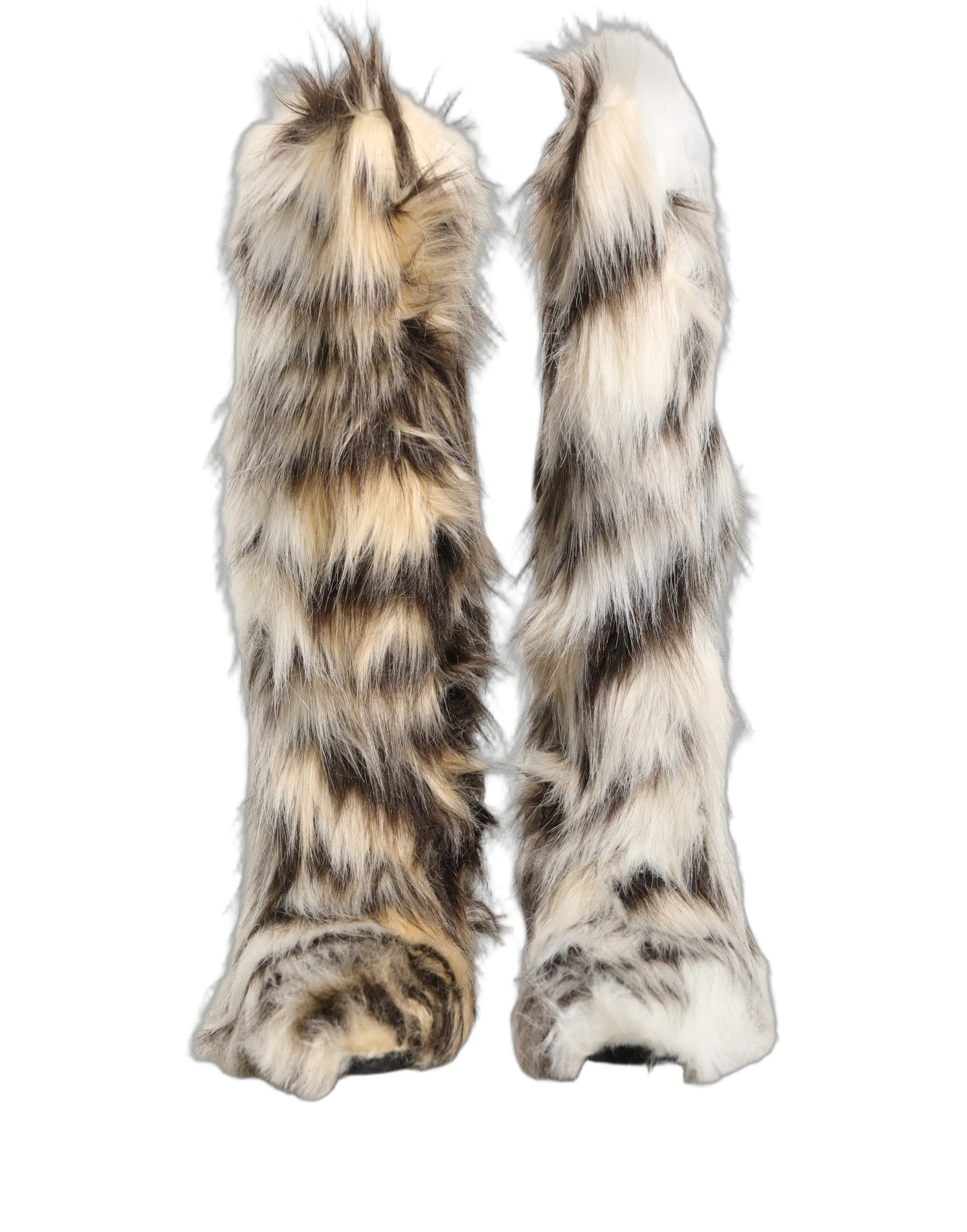 Bottes hautes en fausse fourrure multicolore de Dolce & Gabbana, chaussures élégantes et tendance.