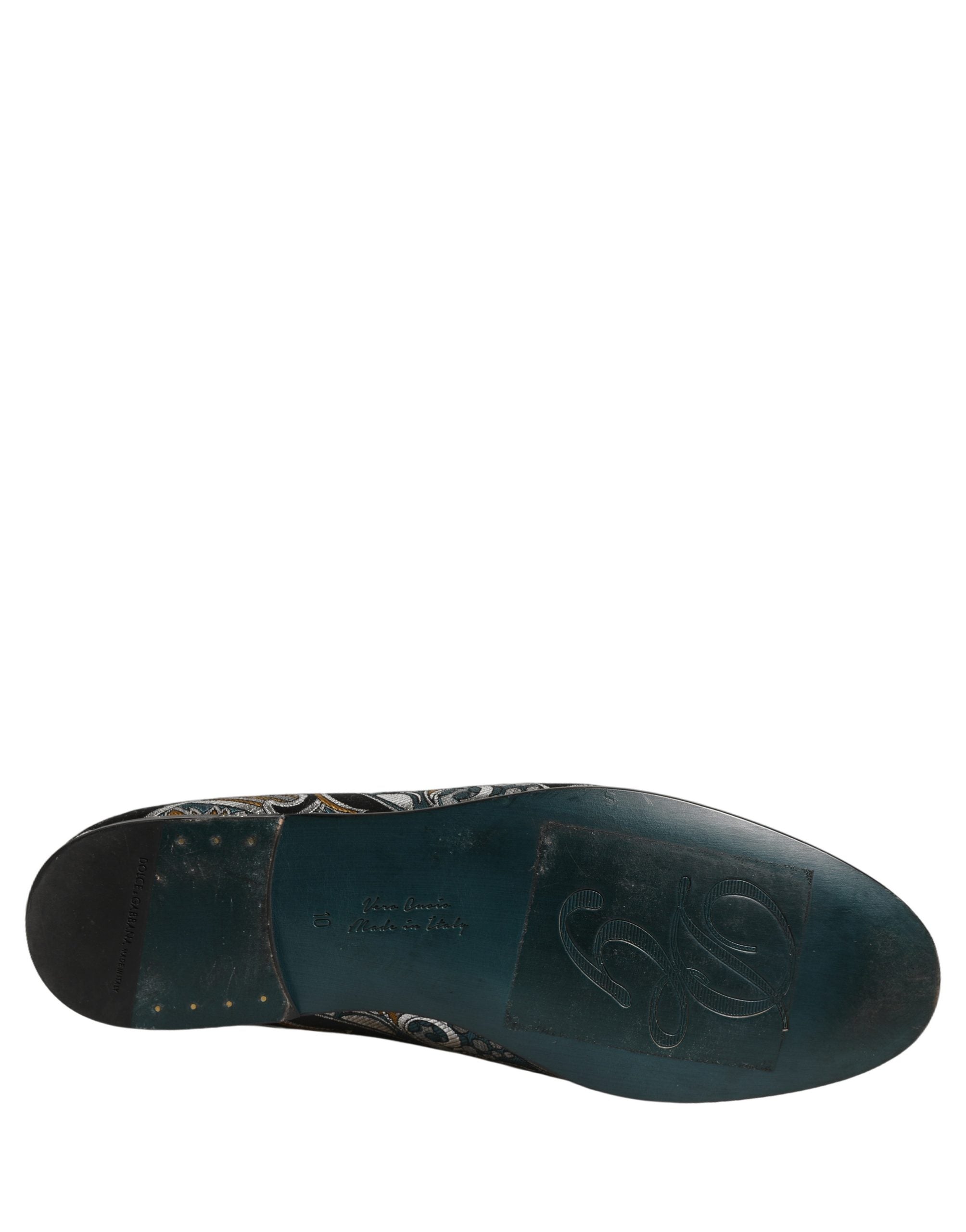 Chaussures mocassins Dolce & Gabbana pour hommes en brocart multicolore à motif cachemire.