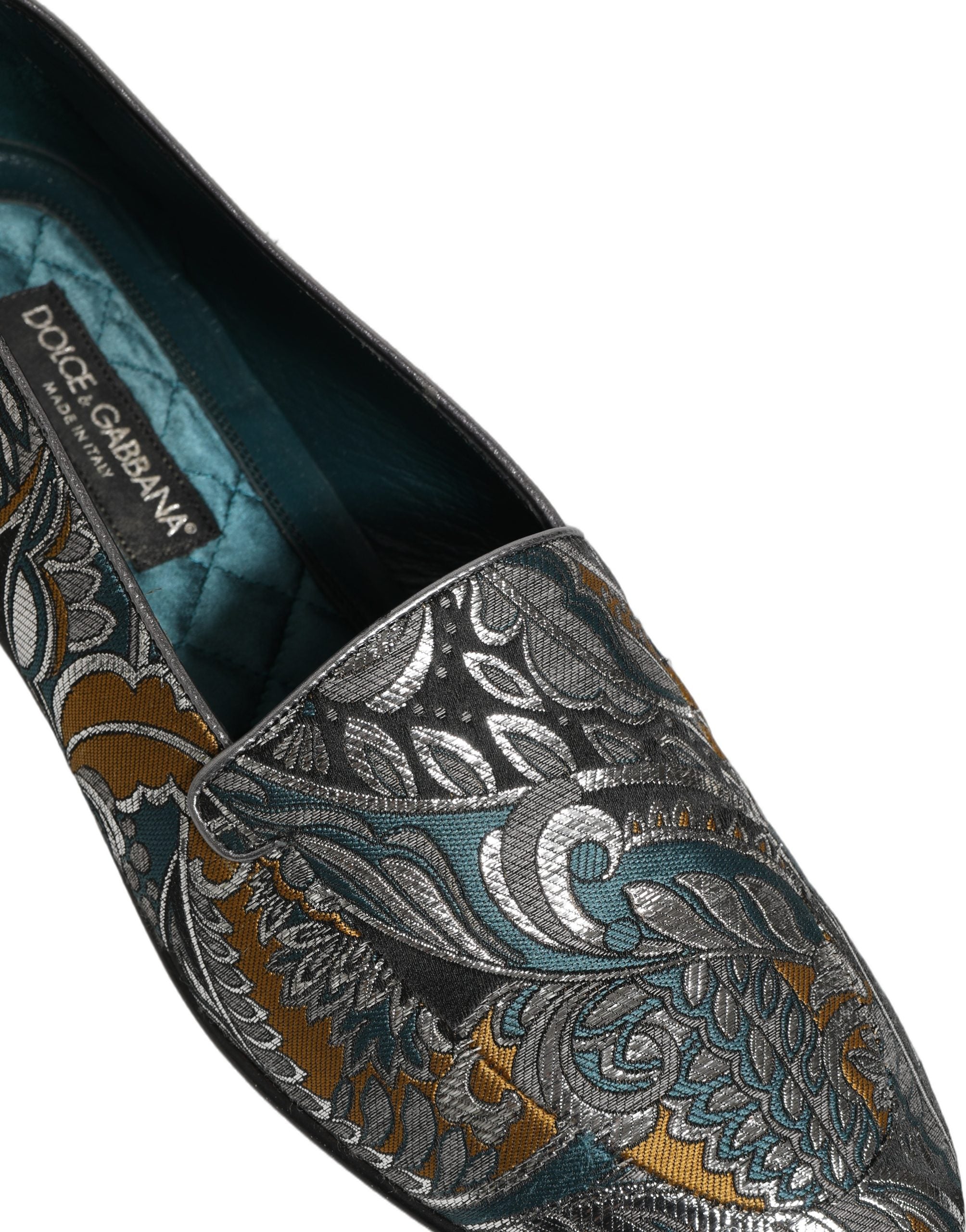 Chaussures mocassins pour hommes Dolce & Gabbana en brocart multicolore à motif cachemire.