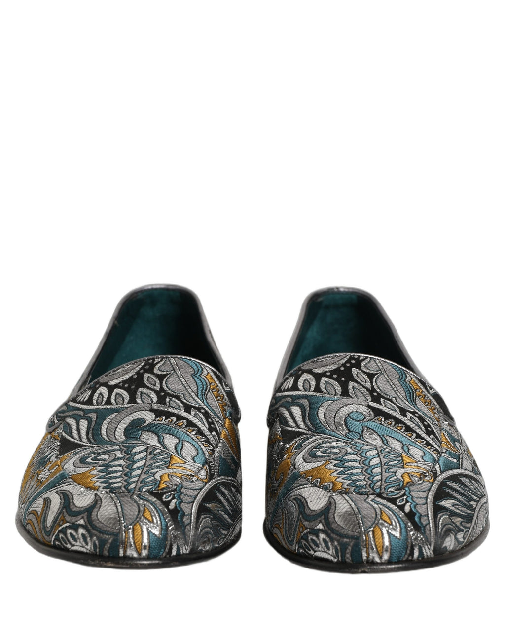 Chaussures loafers pour hommes Dolce & Gabbana en brocart multicolore à motif cachemire paisley.