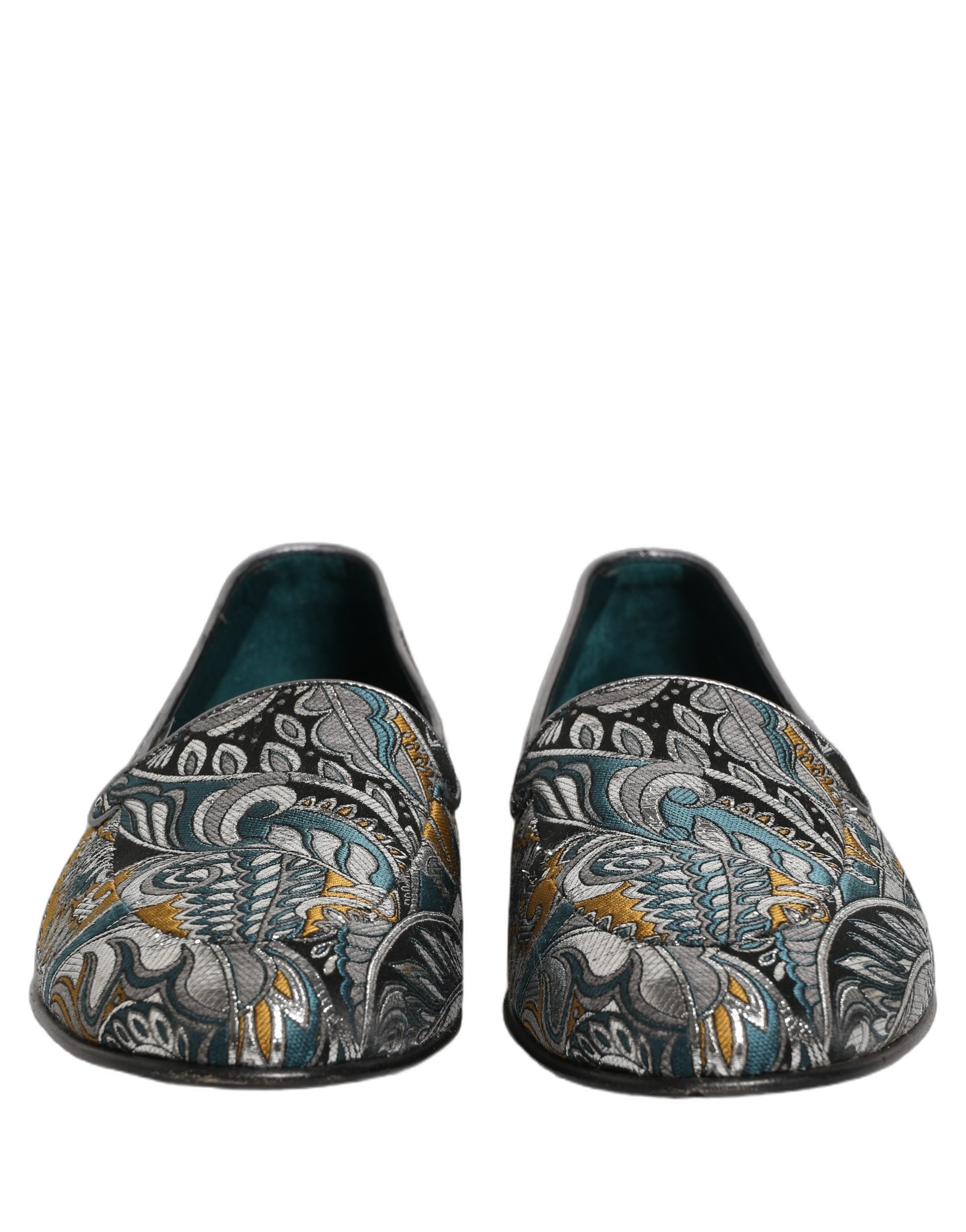 Chaussures loafers pour hommes Dolce & Gabbana en brocart multicolore à motif cachemire paisley.
