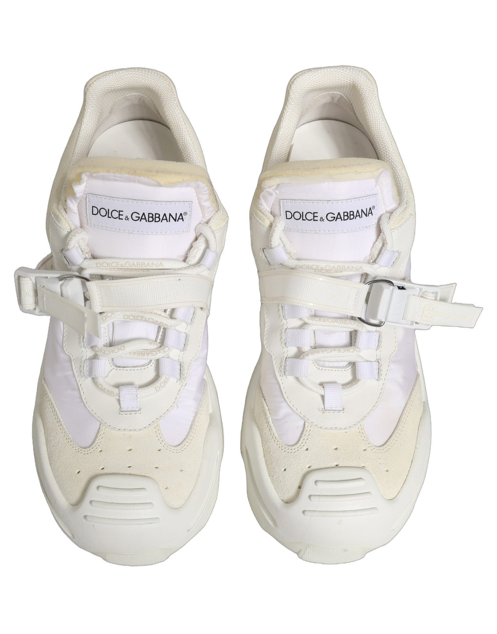 Chaussures sneakers basses blanches Dolce & Gabbana Airmaster Panelled pour homme, vue de côté.