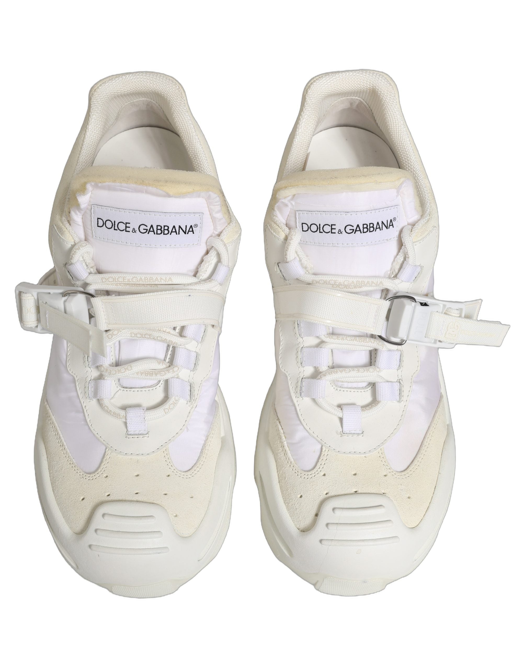 Chaussures sneakers basses blanches Dolce & Gabbana Airmaster Panelled pour homme, vue de côté.