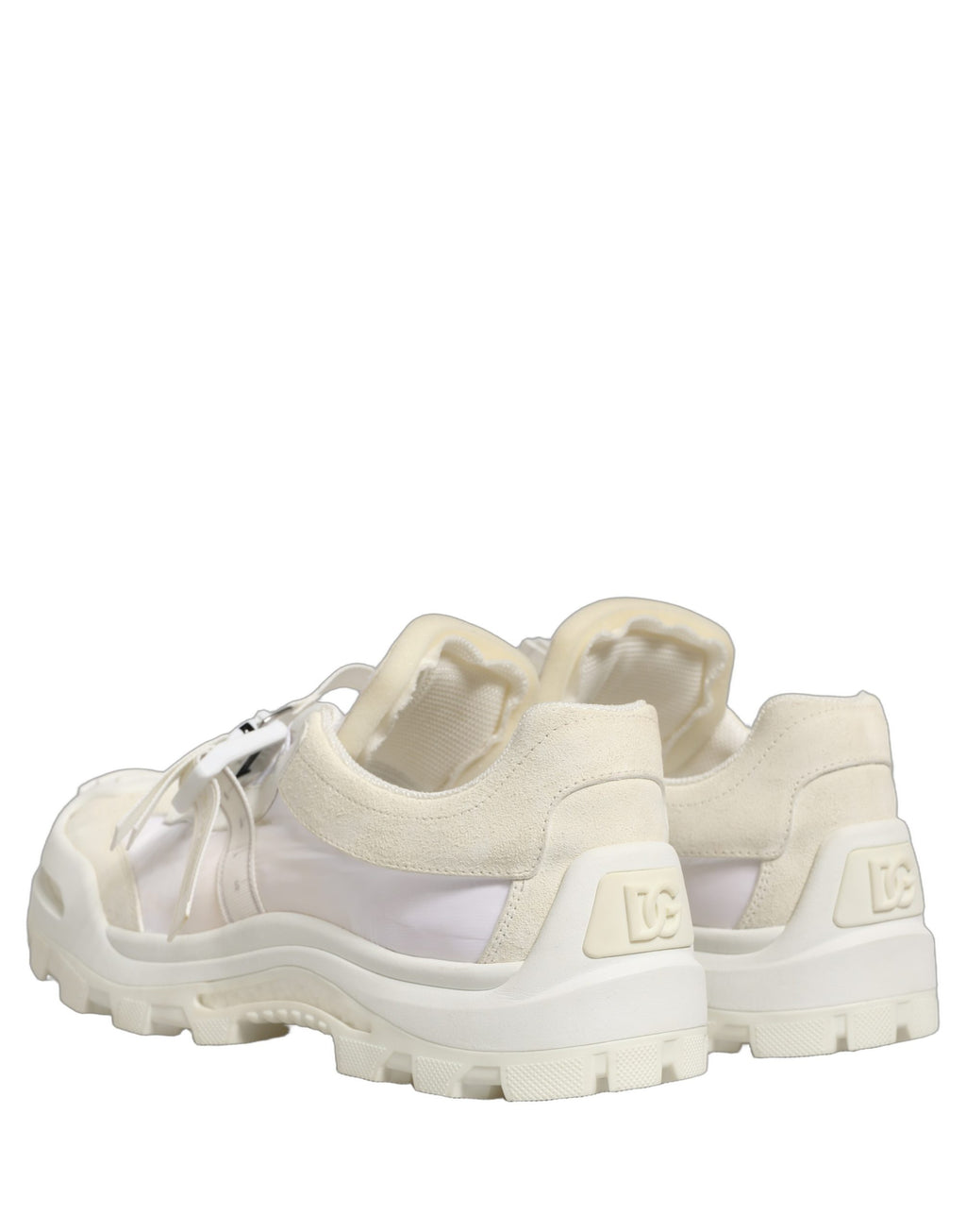 Chaussures sneakers basses blanches Dolce & Gabbana Airmaster Panelled pour hommes, vue de face.