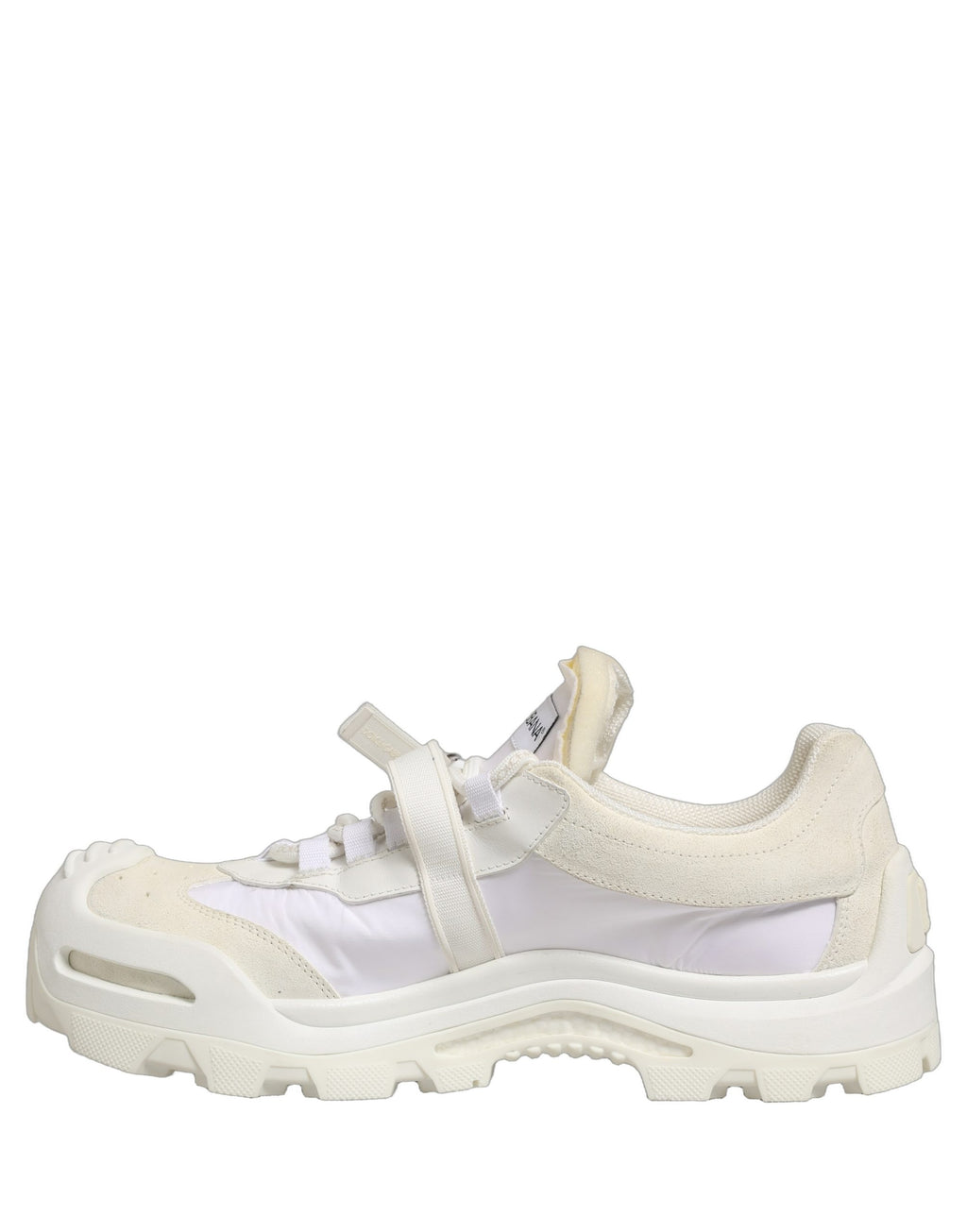 Chaussures sneakers basses blanches Dolce & Gabbana Airmaster Panelled pour homme, vue de face avec détails en tissu et semelle en caoutchouc