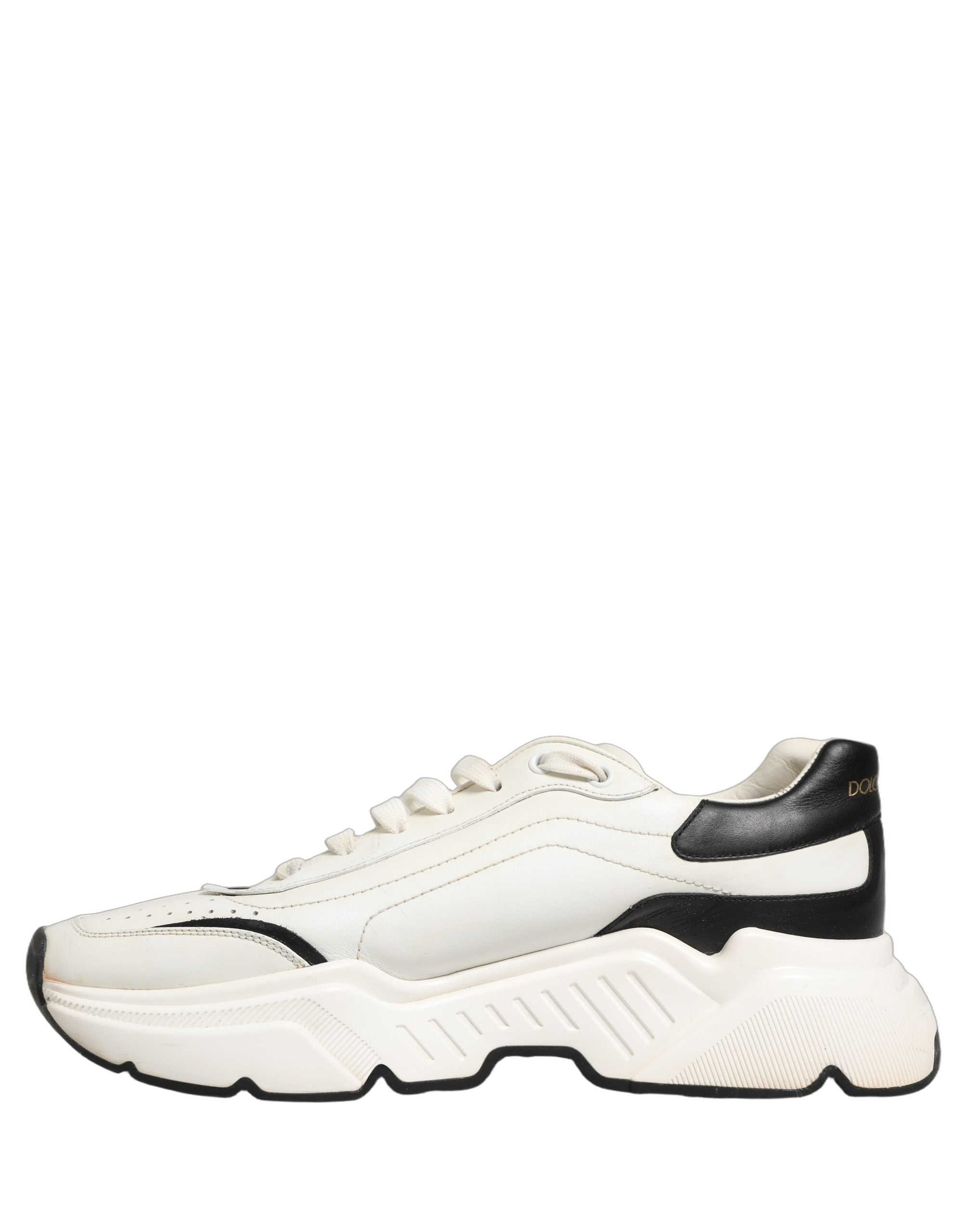 Chaussures sneakers basses Dolce & Gabbana Daymaster blanches et noires, chaussures de sport élégantes pour homme.