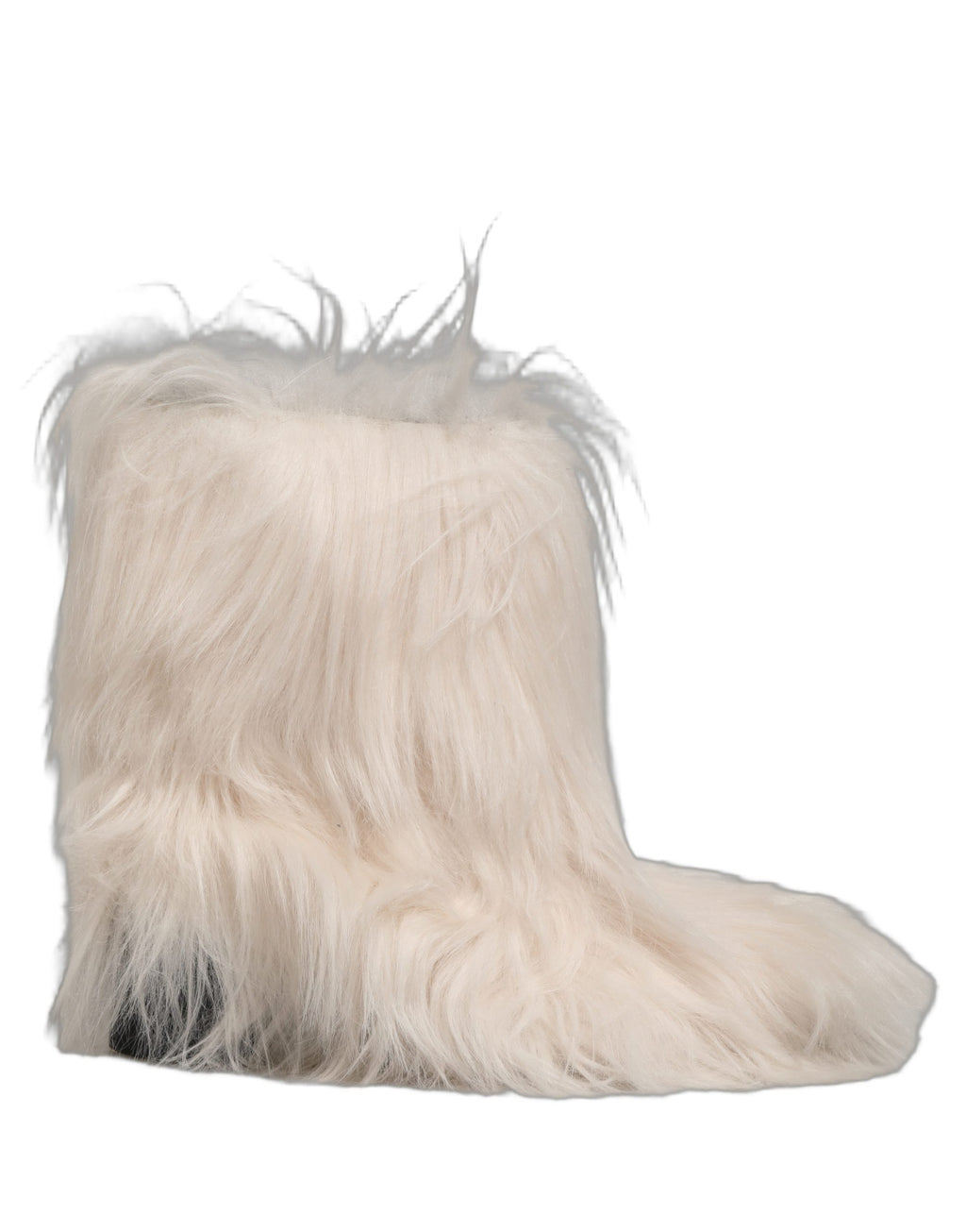 Bottes mi-mollet pour homme Dolce & Gabbana en fausse fourrure blanche, style élégant et confortable.