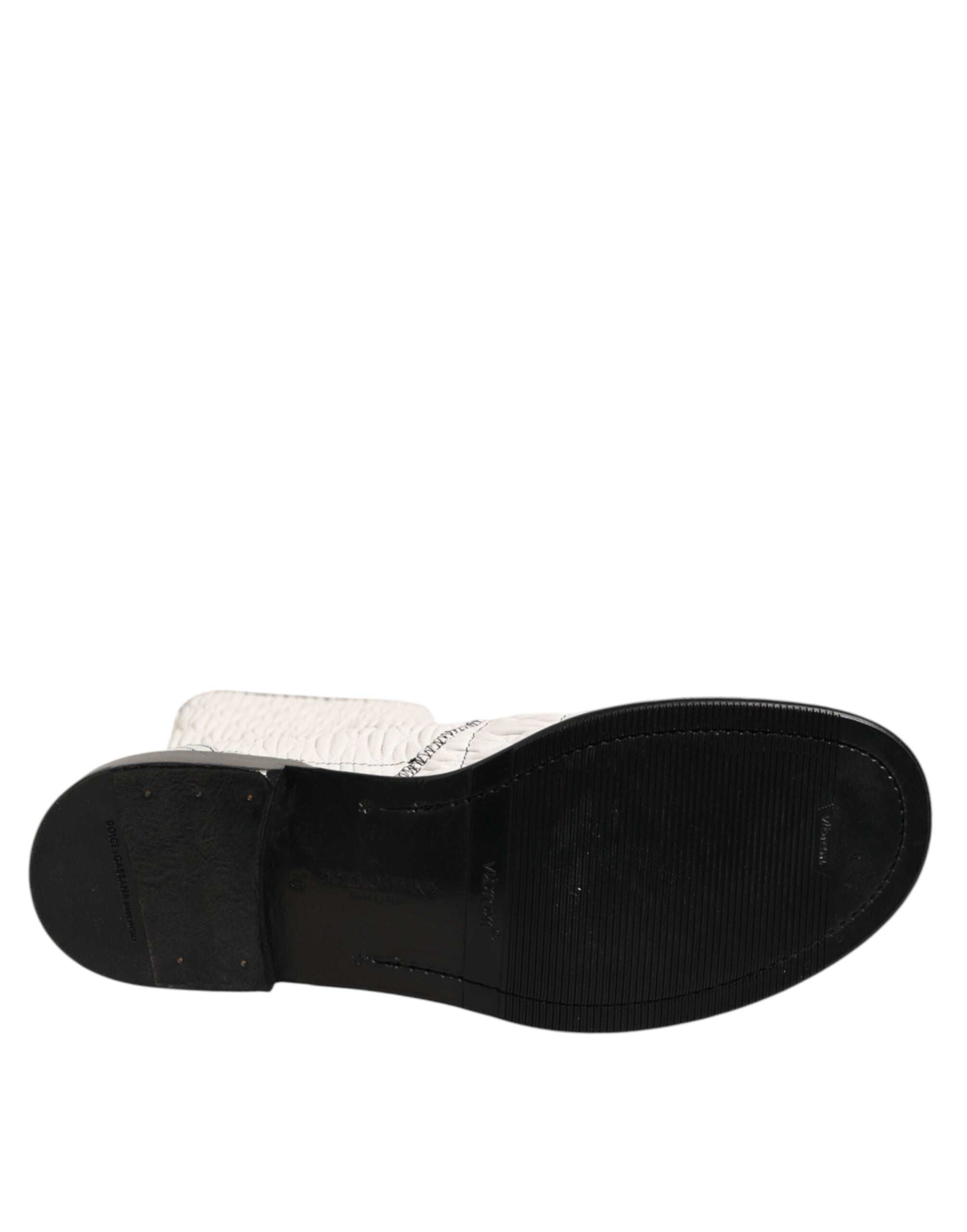 Bottes mi-mollet en cuir d'agneau blanc de Dolce & Gabbana, chaussures élégantes en cuir souple avec semelle en cuir.