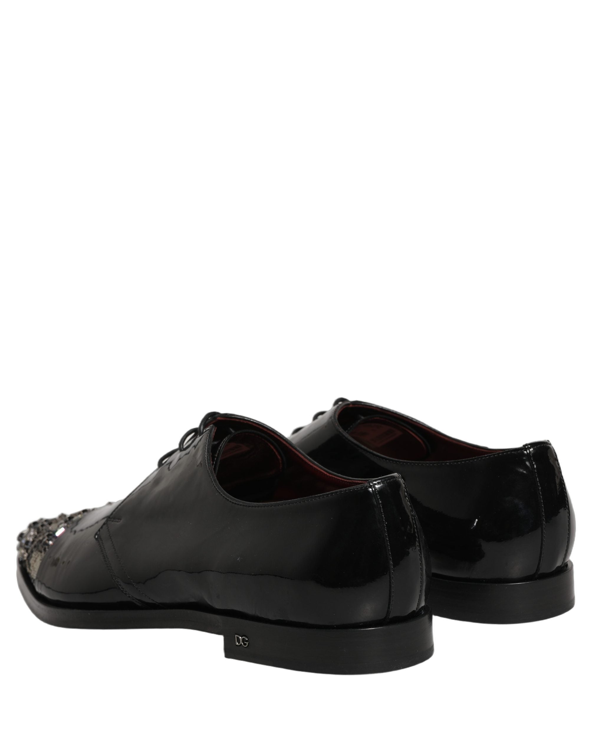 Chaussures Derby noires Dolce & Gabbana avec embellissements, chaussures formelles élégantes pour homme.